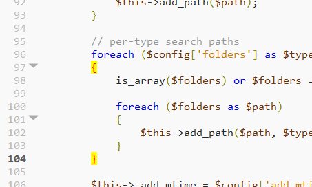 PHP braces highlighting
